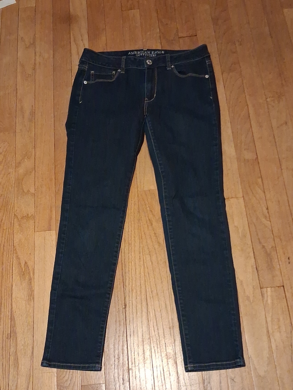american eagle skinny jeans womens 8 long ankle mid rise stretch denim pants ln